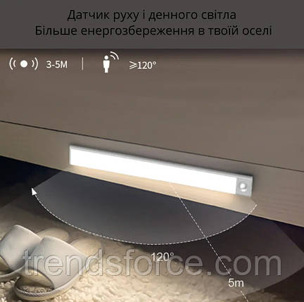 Акумуляторна Led-лампа на магнітах з датчиком руху GreenBar L911A-400 23 см 207131, фото 1