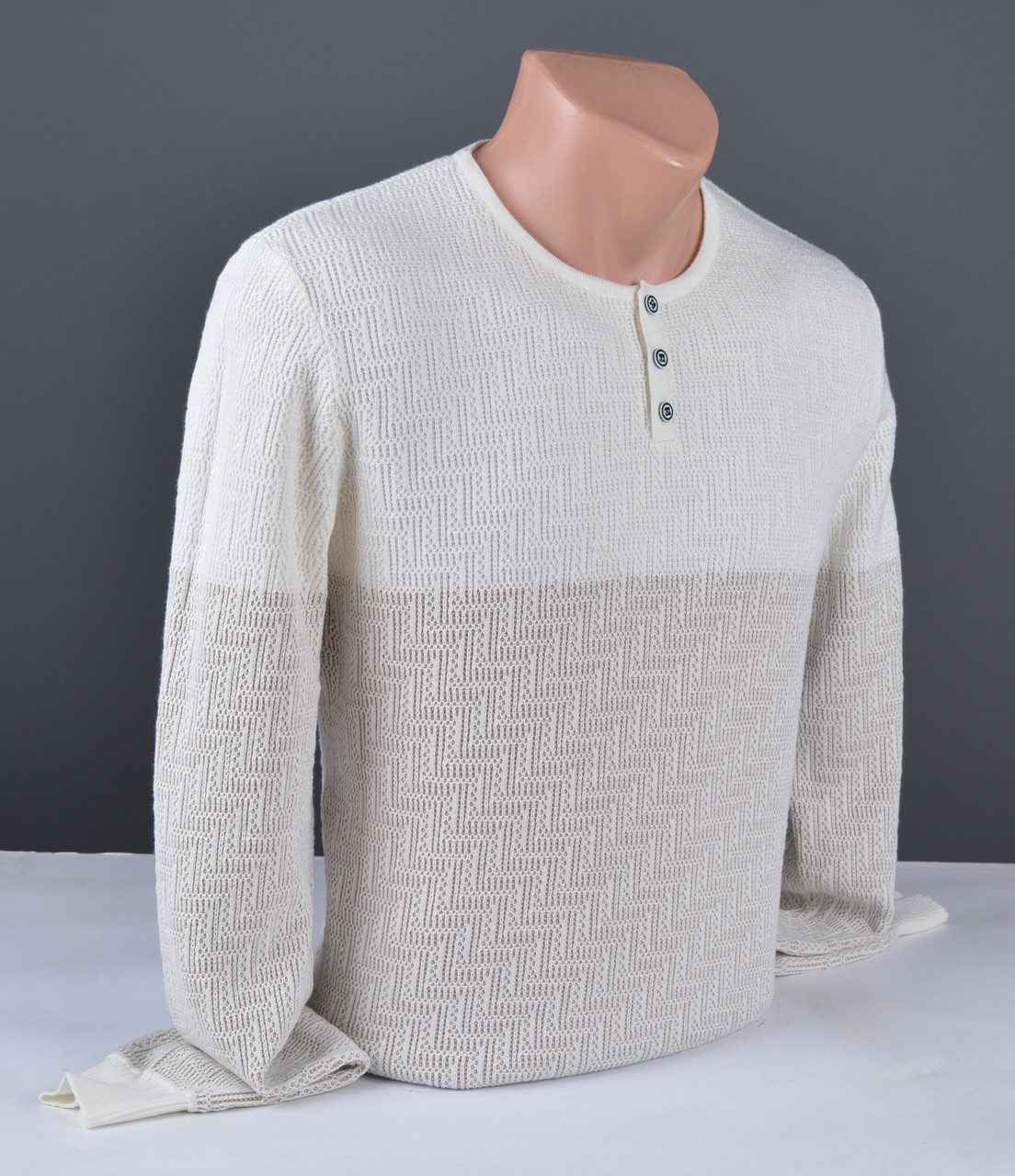 Чоловічий светр Vip Stendo молочний | джемпер із ґудзиками Туреччина 9185, фото 1