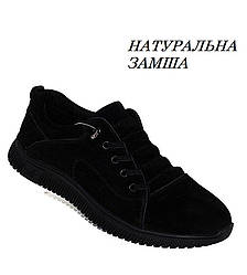 Замшеві дитячі туфлі чорного кольору на шнурівці підліткові