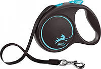 Flexi Black Design L поводок-рулетка для собак весом до 50 кг, лента, 5 м, синий