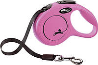 Flexi Classic M поводок-рулетка для собак до 25 кг, лента, 5 м, розовый
