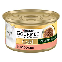 Gourmet Gold Сочное наслаждение для взрослых кошек с лососем БЛОК - 24 шт x 85 гр