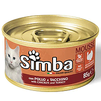 Monge Simba Cat Wet Mousse Мус для взрослых кошек курица и индейка - 85 гр