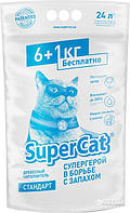 Super Cat Стандарт без аромата Древесный впитывающий наполнитель 24 л - 6+1 кг