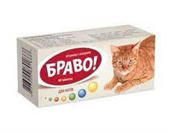 БРАВО вітаміни та мінерали для котів — 60 таб