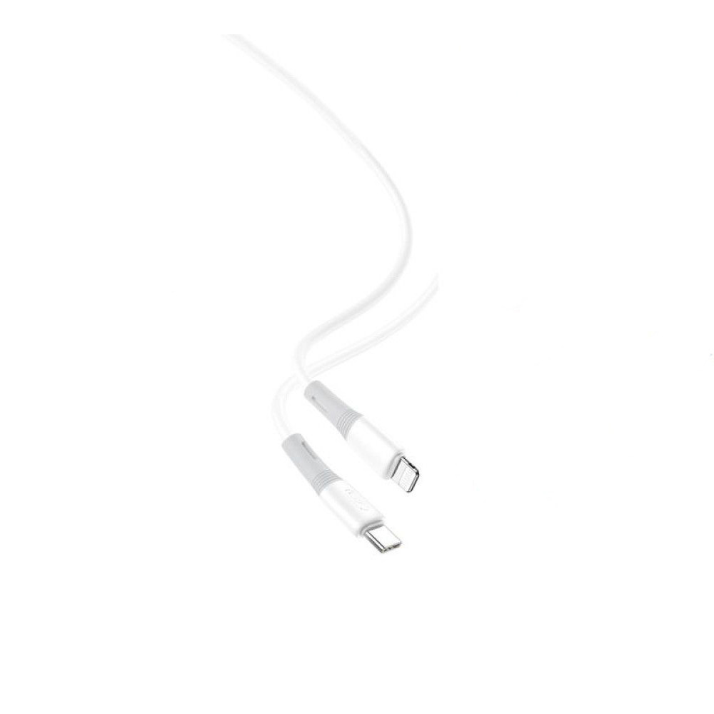 USB кабель XO NB-Q226A Silicone 2-color TYPE-C to Lightning 27W 1m, White