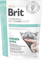 Brit VD Struvite Cat.Беззерновой корм с курицей и горохом для лечения заболеваний нижних мочевых путей-400гр