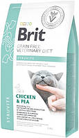 Brit VD Struvite Cat.Беззерновой корм с курицей и горохом для лечения заболеваний нижних мочевых путей-2кг