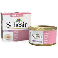 Schesir Salmon Natural Style ШЕЗИР ЛОСОСЬ в собственном соку для котов, влажный корм, банка - 85 г