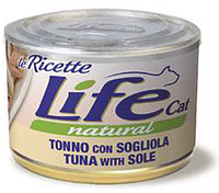 Консерва для кошек класса холистик LifeCat Tuna with sole 150g, ЛайфКет 150гр Тунец с камбалой