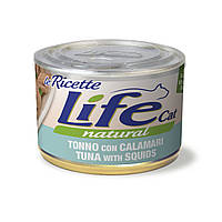Консерва для кошек класса холистик LifeCat tuna with squids 150g, ЛайфКет 150гр Тунец с кальмарами