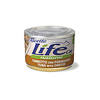 Консерва для кошек класса холистик LifeCat tuna with cheese Тунець з сиром 150 гр