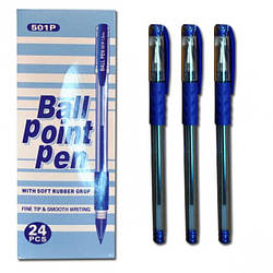 Ручка кулькова Tianjiao TY-501P з гумкою (синя)