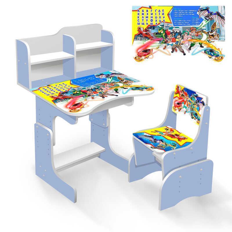 Парта шкільна для хлопчика "ДІКІ СКРИЧІРИ", Дитяча парта зі стільчиком, Стіл письмовий у дитячу кімнату