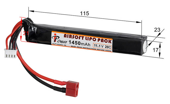 Акумулятор Li-Po 1450 mAh 11,1V 20C T-connect [IPower] (для страйкболу), фото 3