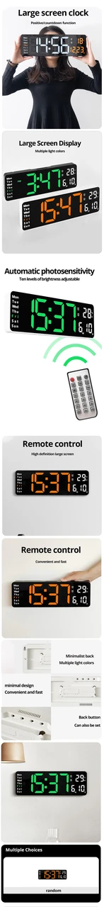 Светодиодные цифровые настенные часы (светодиодные, цифровые, дистанционного управления, температура, дата.... - фото 6 - id-p1941949848