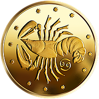 Золотая монета НБУ "Рак" в футляре 2 гривны 2008 года 999,9 проба