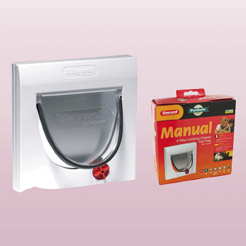 Пластикові двері для кота на вхідних дверях, до 7 кг, 4 режими, білі, 224х224см (без тунелю)