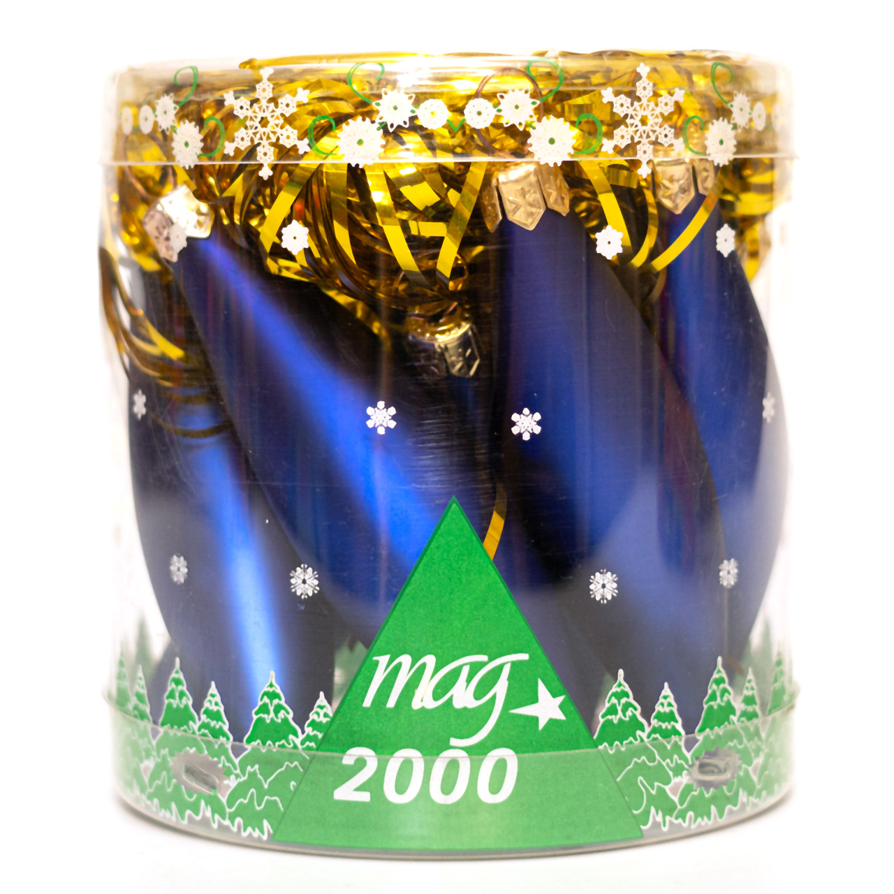 Набір ялинкових іграшок с дощиком 1 м- бурульки, 8 шт, 8 см, синій, скло (390120-13), фото 1