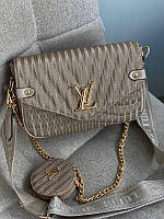 Стильная Женская сумка LV wave beige Женская сумка Луи Виттон бежевого цвета