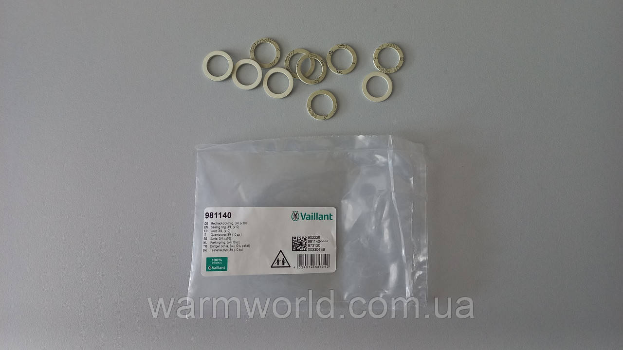 981140 Прокладка паронітова 3/4" = 24 x 17 x 2 мм 10 шт Vaillant