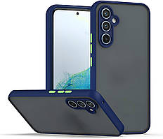 Матовий чохол бампер для Samsung Galaxy A54 синій протиударний захист камери