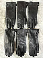 Перчатки женские кожзам на махре размер 6.5-8.5 (1уп-10 пар) черного цвета