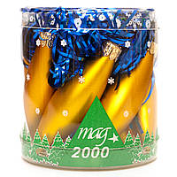 Набор елочных игрушек с дождиком 1 м- сосульки, 8 шт, 8 см, желтый, стекло (390120-12)