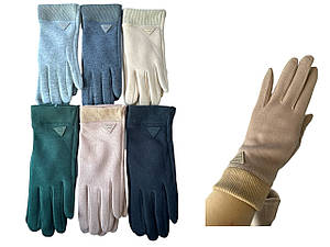 Трикотаж із флісом жіночі рукавички для роботи на телефоні плоншете (тільки ОПТ)