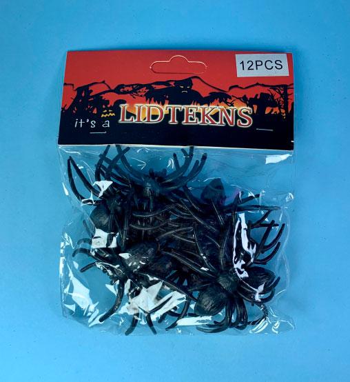 Набір павуків гумові, колір чорний, декорації на Галовін 12шт