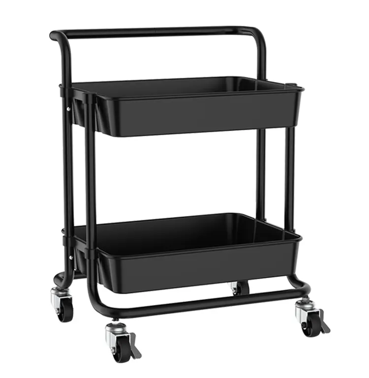 Етажерка універсальна складана 2 полиці на коліщатках 43*36*48 см Stenson WW01356 / Тумба косметолога, фото 1