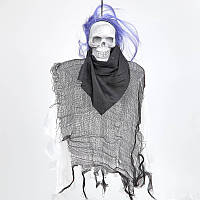 Череп лялька підвісна з миготливими очима, декор на Хеллоуїн 40см