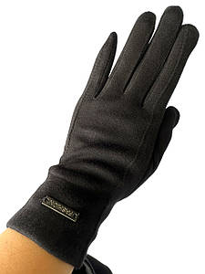 Трикотаж із фліс сенсором чорний жіночі рукавички для роботи на телефоні плоншете (тільки ОПТ)