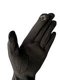 Трикотаж із фліс сенсором чорний жіночі рукавички для роботи на телефоні плоншете (тільки ОПТ), фото 5
