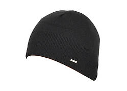 Чоловіча в'язана шапка чорна без одвороту розмір 56-58