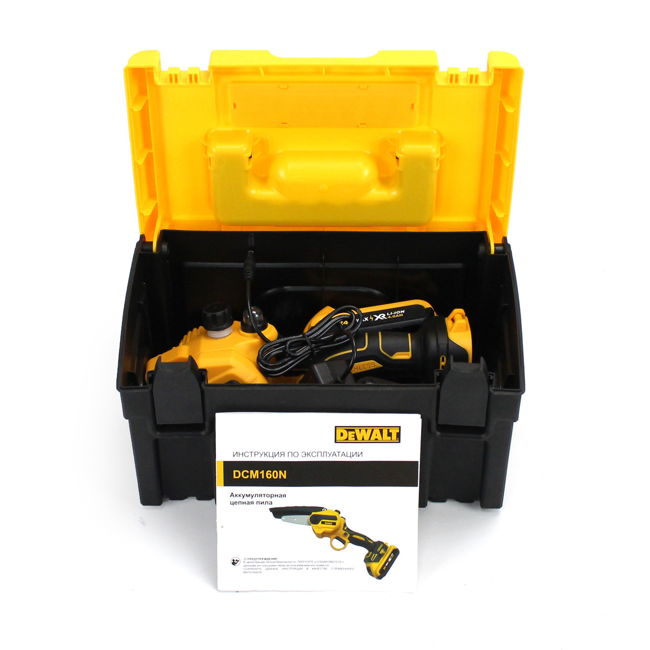 Аккумуляторная мини пила DeWalt DCM160N (24V, 4AH, шина 15 см) с автоматической смазкой цепи - фото 10 - id-p1941994607