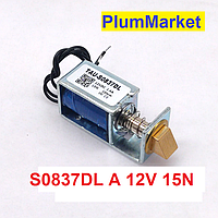 Электромагнит S0837DL A 12V 15N для замка ход 10 мм