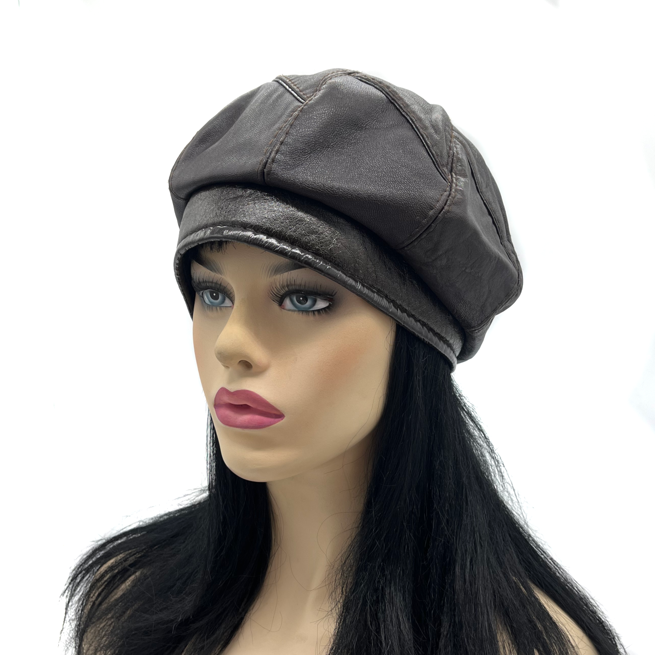 Берет зі шкіри "З прикрасою" (коричневий)