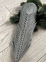 Декоративна гілочка — перо павича ( срібло, упаковка 10 штук), фото 6