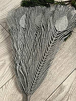 Декоративна гілочка — перо павича ( срібло, упаковка 10 штук), фото 4