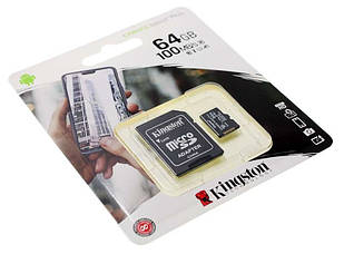 Картка пам'яті MicroSDXC 64 GB Kingston Canvas Select Plus (клас 10) A1 UHS-1 R-100Mb/s з адаптером