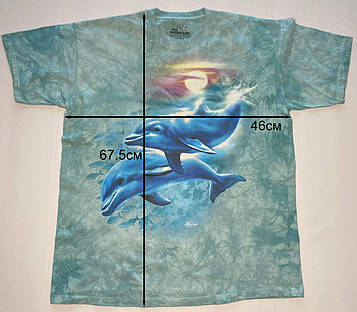 3 d футболка з об'ємним зображенням Дельфінів, Футболка The Mountain з дельфінами — розмір 46*67 см, США
