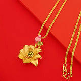 Золота підвіска Лотос Богині Тари захист і допомога для успіху та удачі від жіночих недуг, фото 2