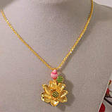 Золота підвіска Лотос Богині Тари захист і допомога для успіху та удачі від жіночих недуг, фото 3