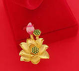 Золота підвіска Лотос Богині Тари захист і допомога для успіху та удачі від жіночих недуг, фото 4