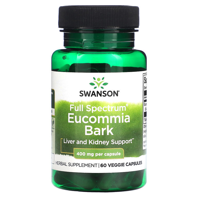 Натуральна добавка Swanson Full Spectrum Eucommia Bark, 400 mg , 60 Veggie Capsules, фото 1