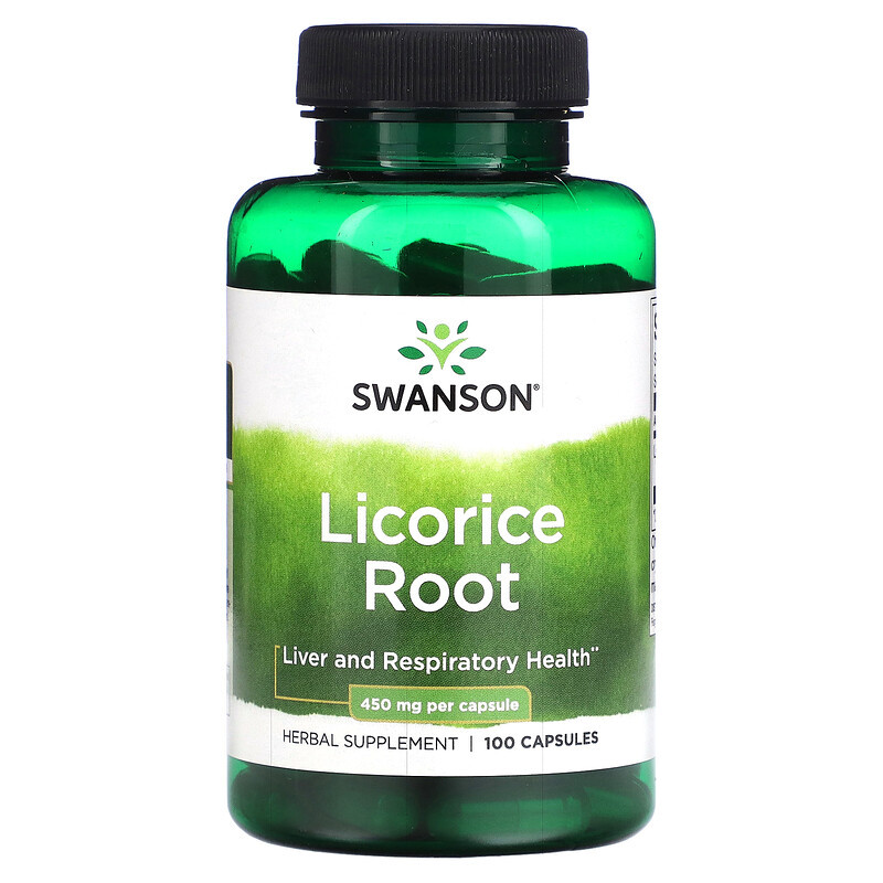 Корінь солодки Swanson Licorice Root 450 mg 100 caps, фото 1