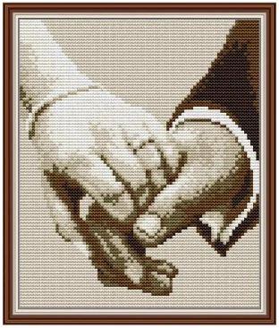 Набір для вишивання за нанесеною на канву схемою "Hand in Hand". AIDA 14CT printed 19*22 см
