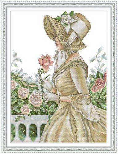 Набір для вишивання за нанесеною на канву схемою "Beauty in a Hat". AIDA 14CT printed 28*36 см