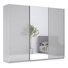 Шафа купе (шкаф купе) тридверна з ЛДСП 2.5 м Мегі Глянець Сірий Шиншила Миро-Марк